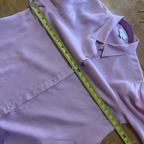 J. Jill Women's Love Linen Size M Pink Dress Shirt Button Front Long Sleeves - Picture 6 of 11